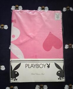Single bed PLAYBOY pink white fitted valance sheet designer bunny bowtie design