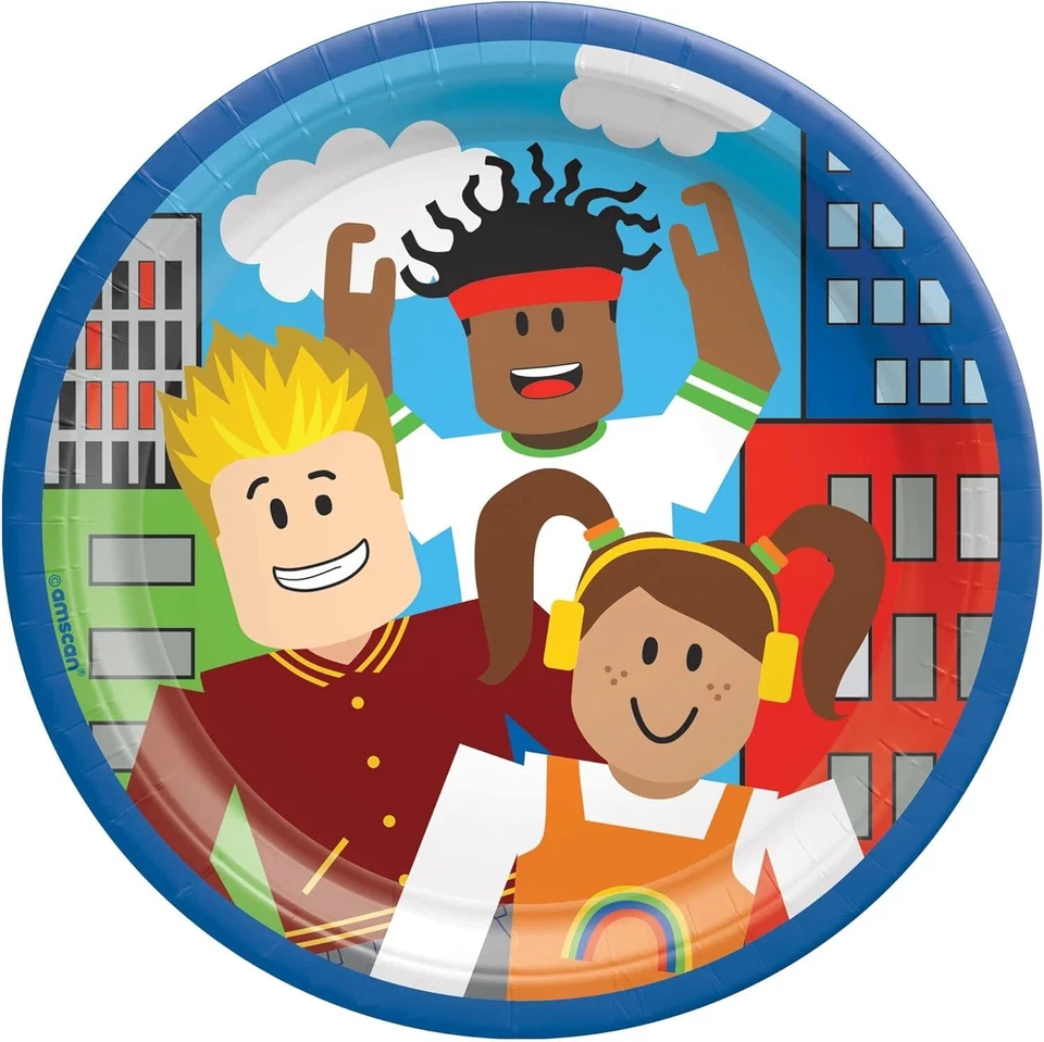 Party Town Video Game Theme Kids Birthday Party 7" Paper Dessert Plates - Image 1 of 1