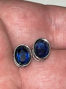 Kyanite earrings 7.47ctw 8x6mm sterling silver - Picture 1 of 9