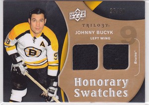 2009-10 Upper Deck Trilogy Honorary Swatches Gold #HSJB Johnny Bucyk Jersey /50 
