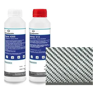 375g GFK Epoxidharz + 1m² Designgewebe alu-silber 290g/m²  Köper - Bild 1 von 6
