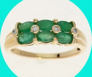 Diamond Emerald Band Style Ring 1.40CT 14K Yellow Gold Size 8.75 - Picture 1 of 8