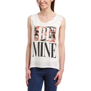 Junior Womens High Low Sleeveless Graphic Top-Be Mine - Picture 1 of 5