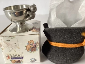 VINTAGE 1990s Royal Selangor Pewter Bear On Egg Cup NEW BOXED Ideal Christening - Picture 1 of 15