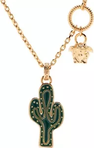 Neu im Karton Versace Western Kaktus Medusa Logo Charm Gold Anhänger Kette Halskette 995 $ - Bild 1 von 24