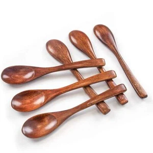Small Wooden Spoons, 6PCS Small Soup Spoons Serving Spoons Wooden Teaspoon fo... - Picture 1 of 7