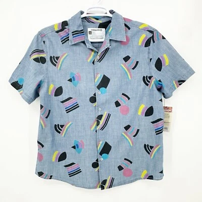 TakePride Target Chambray Button Up Shirt XL Flag Geometric Print Rainbow LGBTQ+ - Image 1 of 4