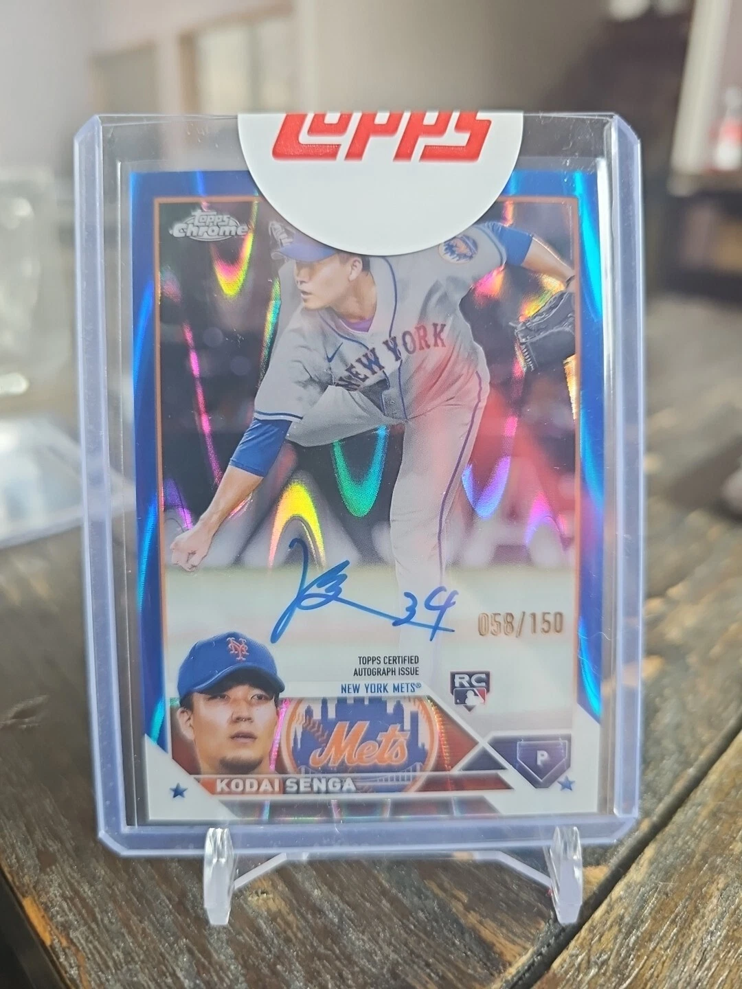 2023 Topps Chrome Kodai Senga Rookie Blue Raywave Auto #58/150