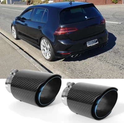 Puntas de escape silenciador de entrada de 2,5" de 3,5" de fibra de carbono para Volkswagen Golf R Foto 1 de 4