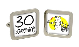 30 Something Quadratische Manschettenknöpfe IN Chrom Kiste - Picture 1 of 5