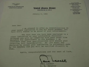 Paul Laxalt Signed Autographed Letter Congresional Letterhead January 9th,1986 - Picture 1 of 6