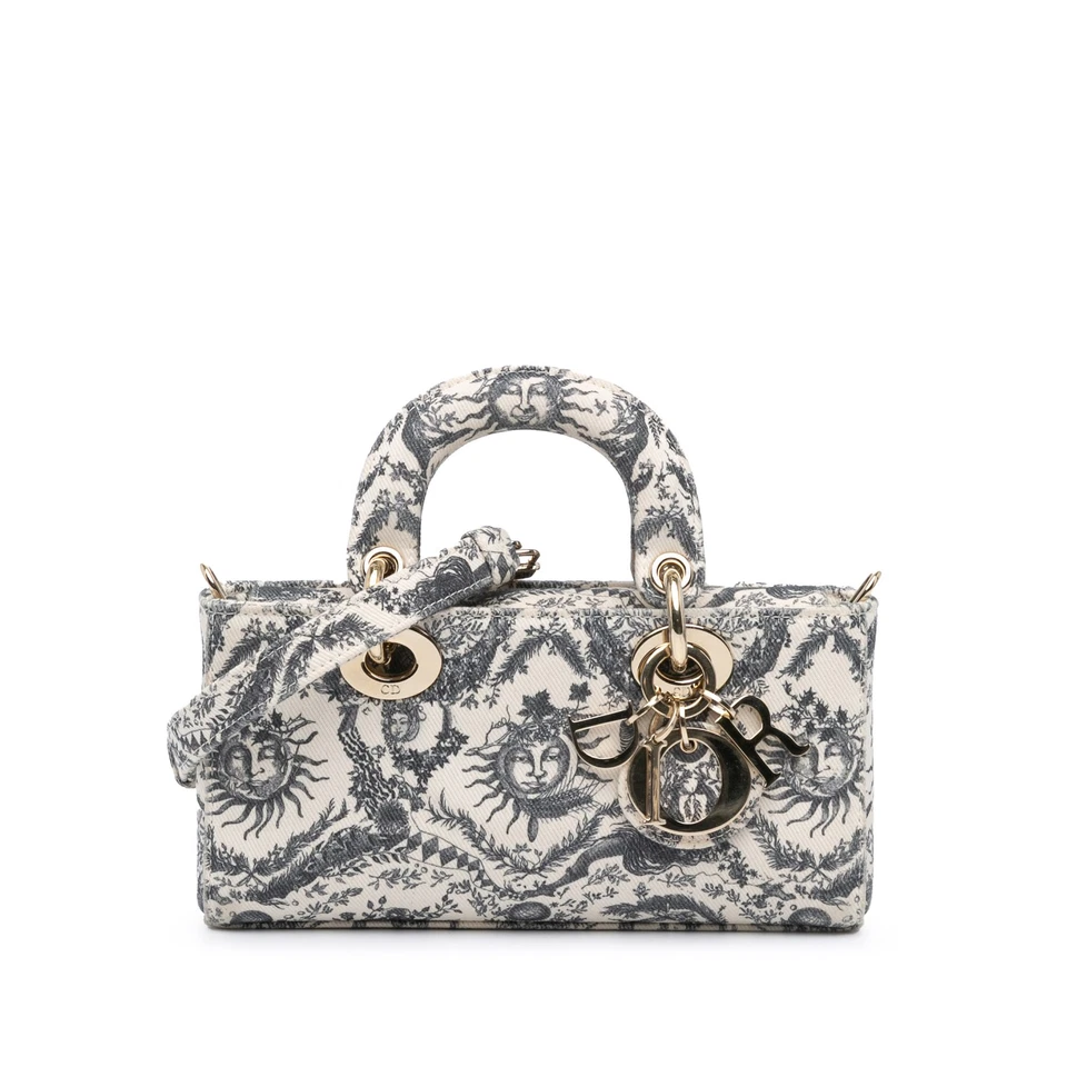 Authenticated Dior Small Denim Toile de Jouy Soleil Lady D Joy White - Image 1 of 4