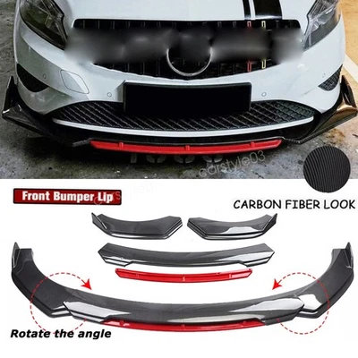 For Mercedes-Benz A-Class A180 A200 Front Bumper Lip Splitter Carbon Style&Red Foto 1 de 4