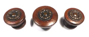vintage MAJESTIC model 93 CONSOLE:  SET OF 3 ORNATE WOOD screw-on KNOBS - Picture 1 of 3
