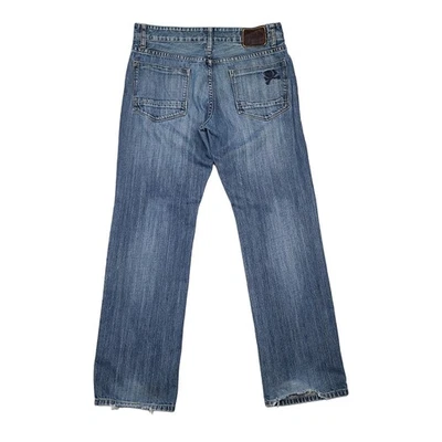 Jeans masculino vintage Y2K Zoo York skatista solto caveira ossos cruzados 34x32 desgastado  - Imagem 1 de 4