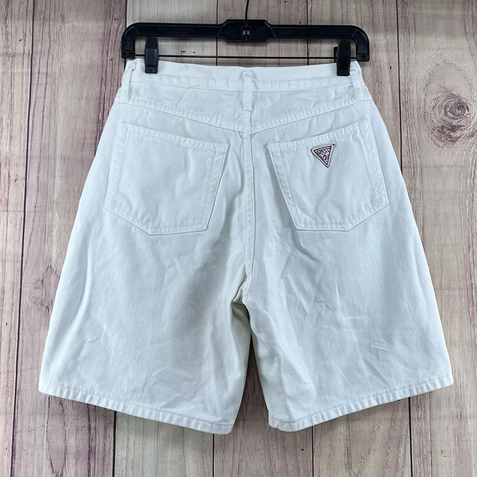 Pantalones Cortos Jean Mamá Vintage Años 90 Guess Talla 28 Blanco Hecho en EE. UU. Foto 1 de 4