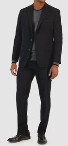 Van Heusen Men's Black Flex Plain Slim Fit Jacket Pants 2-Piece Suit Size 40S - Picture 1 of 2
