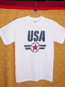 USA Star SHIRT Distressed White SMALL 4th of July Army Military Patriotic NWT - Picture 1 of 2