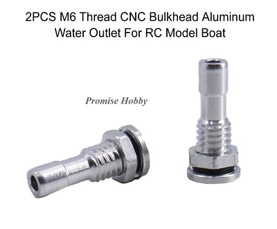 2PCS M6 Threaded Aluminum CNC Water Outlet for Marine RC Model Boat - Image 1 of 3