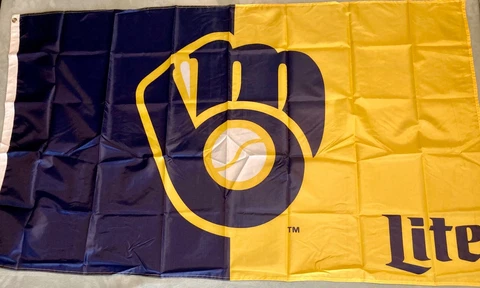 Milwaukee Brewers 3x5 ft Flag Banner MLB Miller Lite Promo SGA Free Shipping Cover