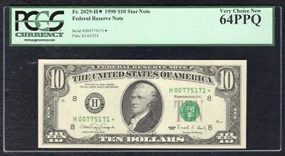 FR.2029-H* 1990 $10 *STAR* FRN FEDERAL RESERVE NOTE ST. LOUIS, MO PCGS UNC-64PPQ - Image 1 of 2