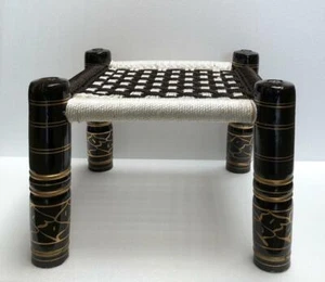 Wooden Hand Made Khatli Traditional Indian Seating Chowki Bajot 44x44x30 cms - Picture 1 of 3