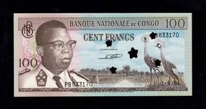 F.C. REPUBLICA DEMOCRATICA DEL CONGO , 100 FRANCOS 1964 , PERFORADO , S/C , P.6 - Imagen 1 de 2