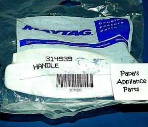 NEW GENUINE OEM MAYTAG 314939, WP314939 DRYER WHITE DOOR HANDLE - Picture 1 of 4