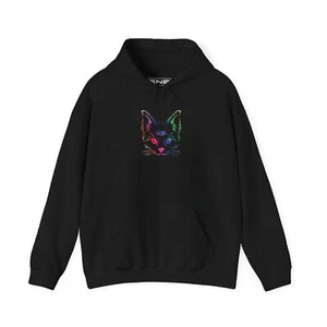 Mystical Cat Graphic Unisex Hoodie, Trendy Sweatshirt, Pet Lover Gift, Cozy - Picture 1 of 31