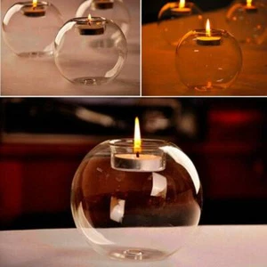 Round Ball Shape Glass Bauble Tea Light Candles Holder Crystal Transparent 1X UK - Picture 1 of 12