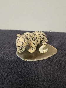 Small Stone Leopard On Geode  Figurine 2×3 - Picture 1 of 6