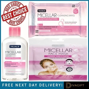 MICELLAR FACE WIPES MASK WATER SENSITIVE SKIN CLEAN FACIAL DAILY CLEANSING NUAGE - Picture 1 of 7
