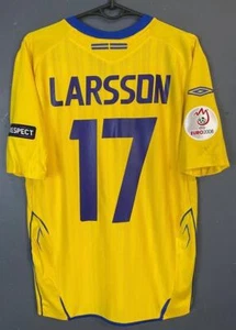 MEN LARSSON SWEDEN NATIONAL 2007/2008 HOME SOCCER FOOTBALL SHIRT JERSEY SIZE S - Picture 1 of 14