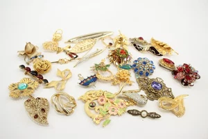 500g Bulk Gold Tone Brooches Animal Enamel Stone Set - Picture 1 of 6