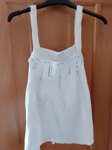 New Look Size 10 White Sparkle Design Strappy Sleeveless Summer Design Top - Picture 1 of 3