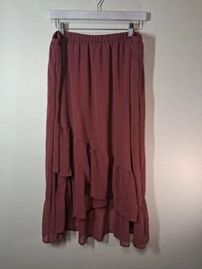 NUEVO CON ETIQUETAS A New Day Falda Boho Alta Baja Cottage Y2K Negocios Informal Rosa Talla Grande - Imagen 1 de 6
