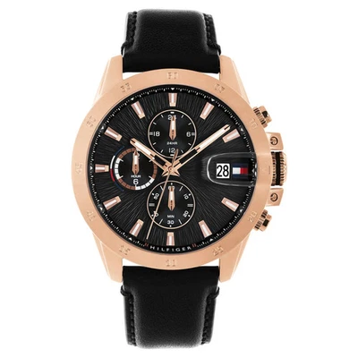 Tommy Hilfiger Leather Black Dial Multi-function Men's Watch - 1792194 - image 1 of 4