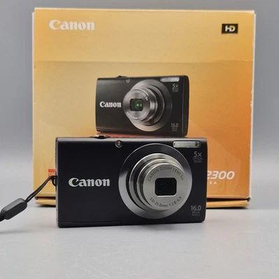 [Near Mint] Canon PowerShot A2300 HD 16MP Digital Camera Black 5x Zoom, Charger - Photo 1/4