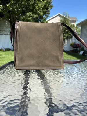 Vintage Coach Bag Loden Green Monterey Suede Flap Messenger Crossbody 6148 — 第 1/4 张图片