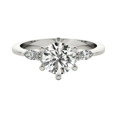 Alianza de diamantes 950 platino 1,20 quilates corte redondo solitario IGI creado en laboratorio Foto 1 de 4