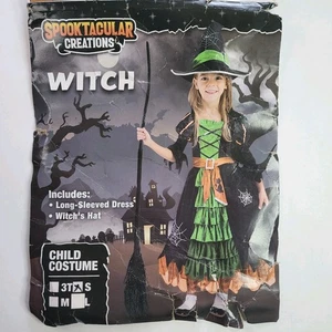 Spooktacular Creations Child Halloween Costume Green Witch Small Great Condition - Picture 1 of 6
