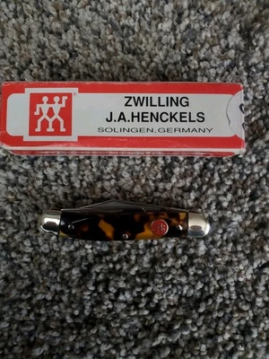 ZWILLING J.A.HENCKELS 3 BLADE Artificial Tortoise Acrylic HANDLES POCKET KNIFE   - Image 1 of 4