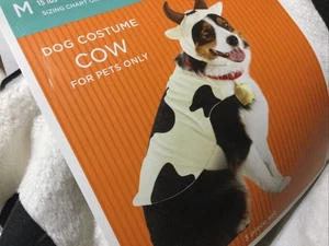 New White/black Cow Costume For Pet with Hat Size Medium M Dog Cat Halloween - Picture 1 of 4