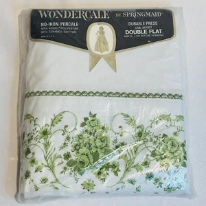 Wondercale by Springmaid Double Flat Sheet Fontainebleau Style Green - Picture 1 of 5