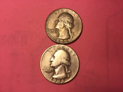1946 S &  1954 s Washinton Quarters. 90 % silver - Image 1 of 4