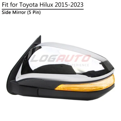 For Toyota Hilux Revo 15-23 LED Side Door Wing Mirror W/ Turn Signal 5 Pin Left - Imagem 1 de 4