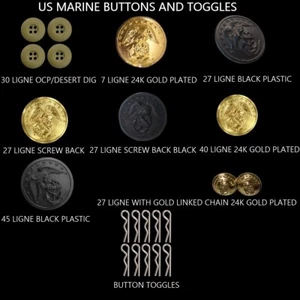 U.S. MARINE BUTTONS 24-30-40-45-LIGNE AND TOGGLES SINGLE SETS GIFT - Picture 1 of 18