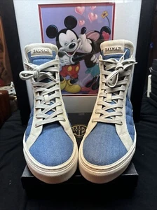 Balmain Denim And Suede High Top Sneakers Size 45 (men’s Size 12-12.5) No Box - Picture 1 of 17