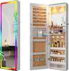 LED Mirror Jewelry Cabinet with RGB Lights Wall Mounted Jewelry Organizer