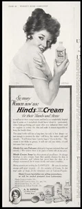 1917 HINDS Honey Almond Cream Harold BRETT Art  Vintage Beauty PRINT AD - Picture 1 of 1